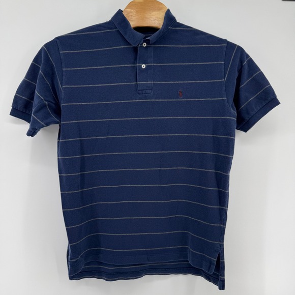 Polo Ralph Lauren Mens XL Striped Polo Shirt Blue Gray Cotton Short Sleeve - Picture 2 of 9